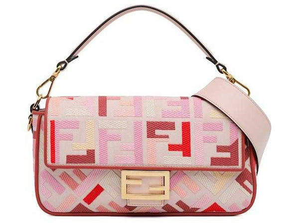 Fêndï Sac à main Baguette brodé Zucca Fendi rose