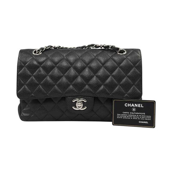 CH@NEL Sac double flap caviar noir