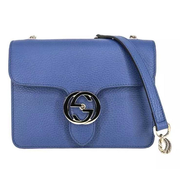 GG dollar veau bleu chaîne verrouillable sac à main