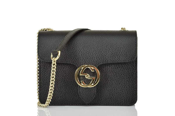 GG Borsa a Mano Nera Donna Pelle Dollar Calf Logo Mod.