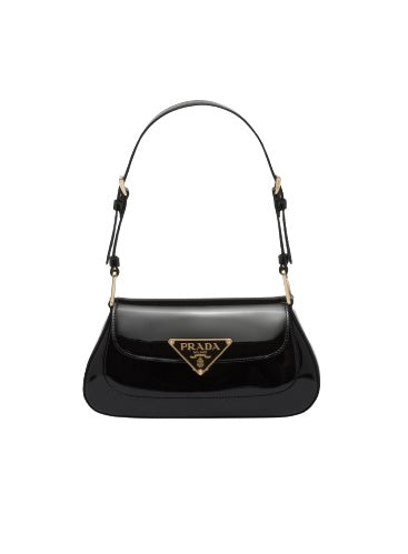 Sac porté épaule en vrai cuir verni Noir