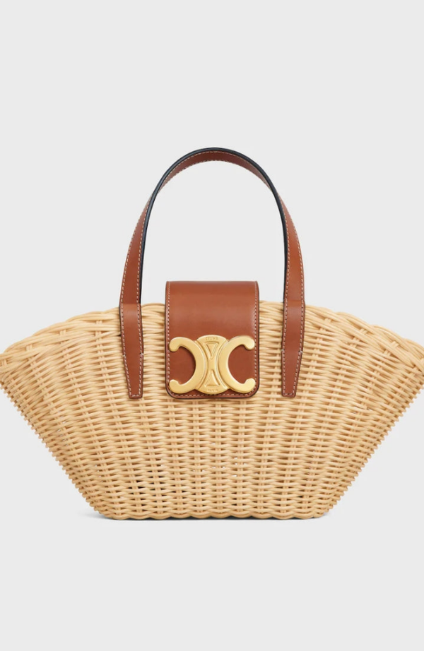 CÊlÏNÈ TEEN COUFFIN in WICKER AND NATURAL CALFSKIN