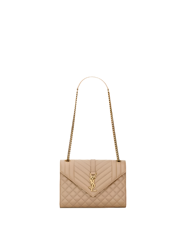 YSL ENVELOPE MEDIUM d’agneau MATELASSÉ DARK TOFFEE