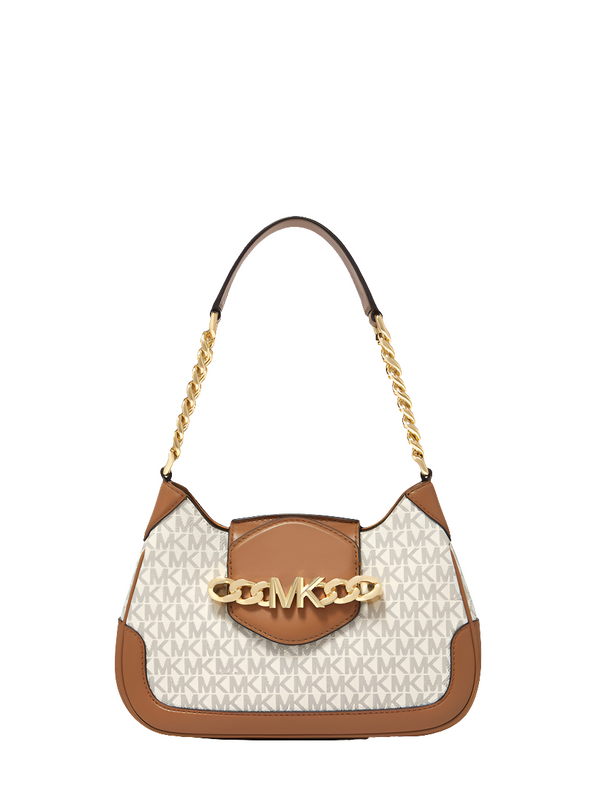 MK Petit sac à bandoulière avec logo signature Hally, Blanc/gland