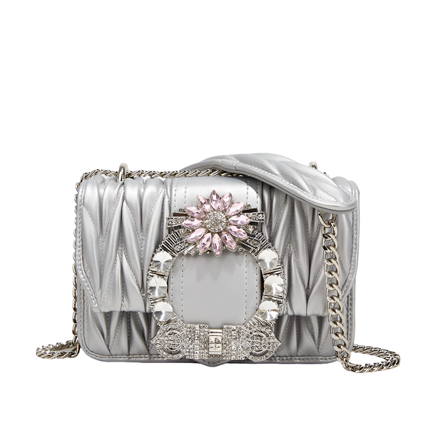 Petits sacs croisés véritable avec perles en forme de cercle pour femmes