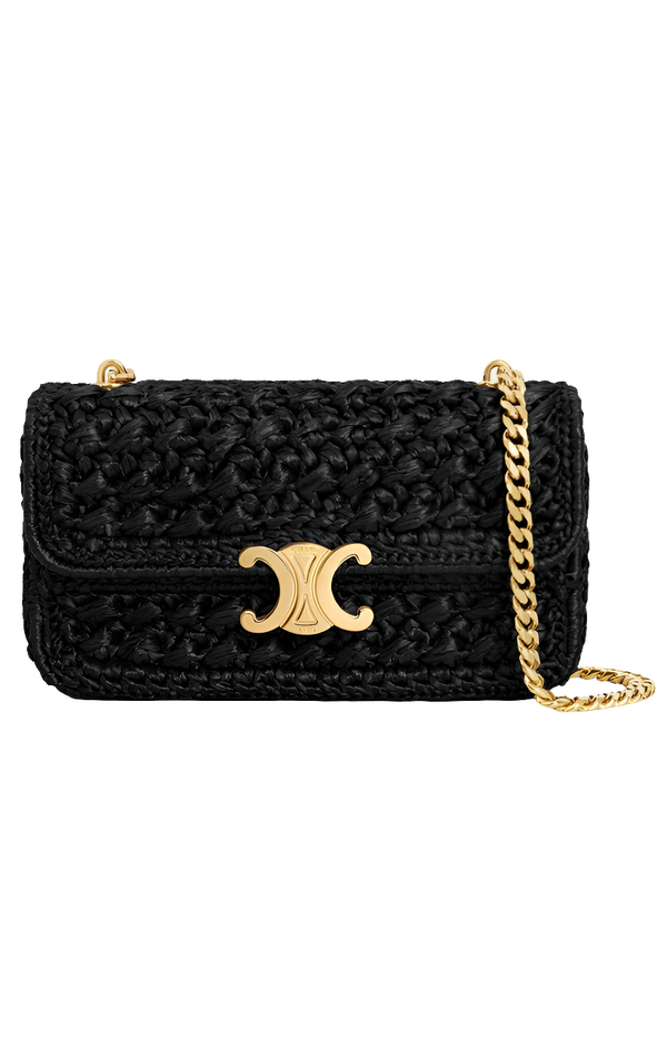 CÊLINË SAC À BANDOULIÈRE CHAÎNE CLAUDE en TEXTILE EFFET RAPHIA