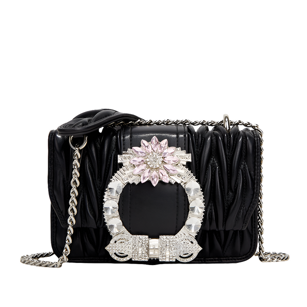 Petits sacs croisés véritable avec perles en forme de cercle pour femmes