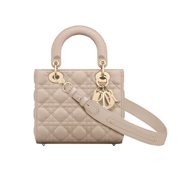 Sac Ladÿ Diôr My ABCDiôr Small d'agneau Cannage beige poudre