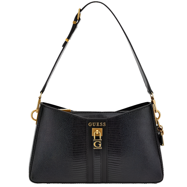 Gûess Ginevra Sac D'Epaule Effet Croco Noir