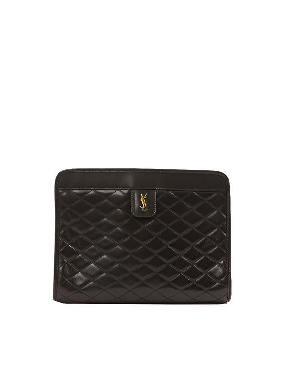 S@int L@urent Black Quilted Logo Victoire Shoulder Bag