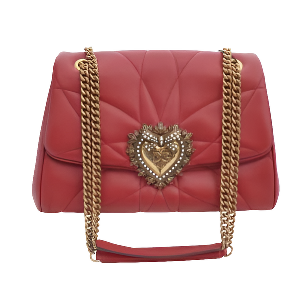 DG Shoulder Bag Medium DEVOTION DG Logo Pearl Heart Red