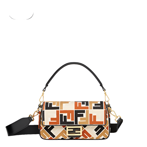 Fêndï Medium Baguette Bag In FF Motif Canvas Multicolor