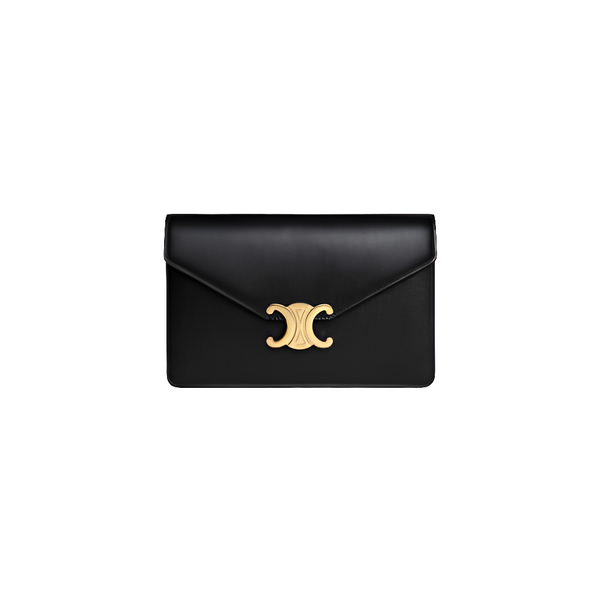 POCHETTE AVEC CHAÎNE MARGO VEAU BRILLANT NOIR