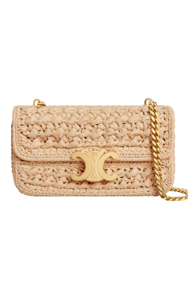 CÊLINË SAC À BANDOULIÈRE CHAÎNE CLAUDE EN TEXTILE EFFET RAPHIA