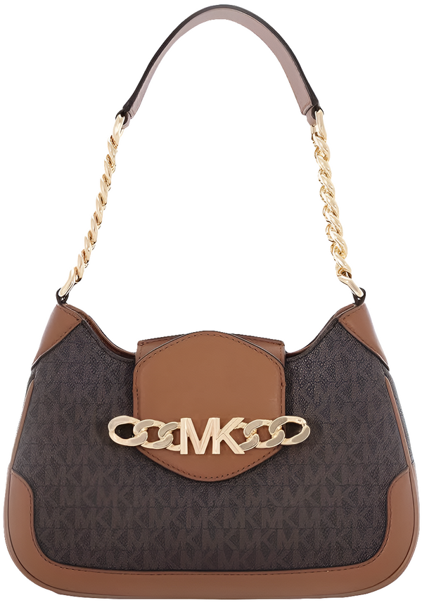 MK Petit sac à bandoulière avec logo signature Hally, Marron/gland.