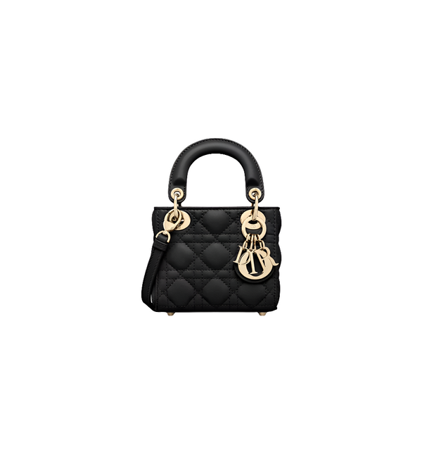 Micro sac Ladÿ Diôr d'agneau Cannage noir