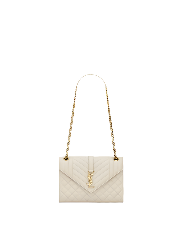 YSL ENVELOPE MEDIUM  d’agneau MATELASSÉ BLANC VINTAGE