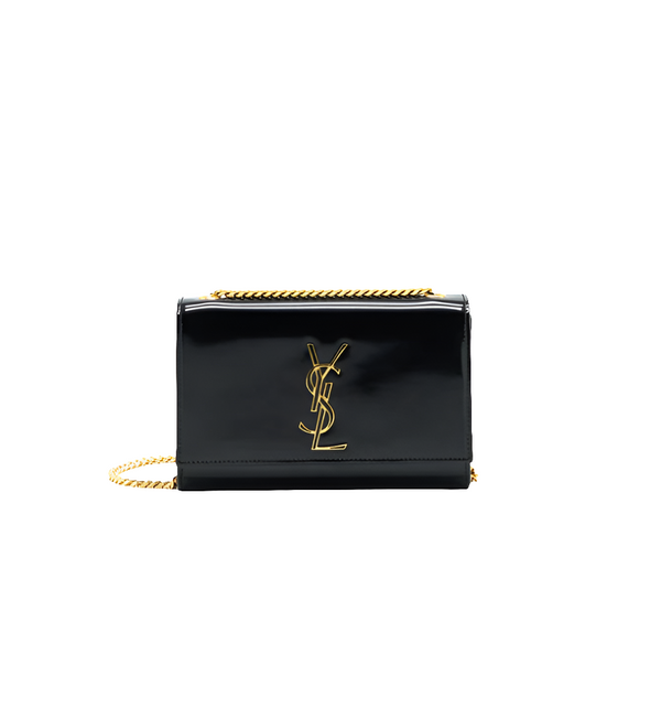 Sac à rabat Kate de S@int L@urent verni noir GHW