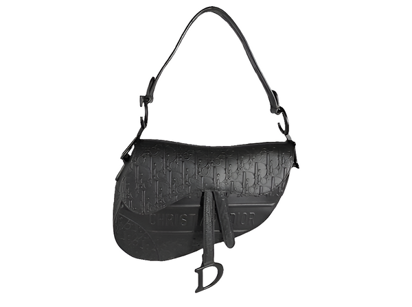 Christian Di*r Sac à dos moyen de veau noir oblique embossé