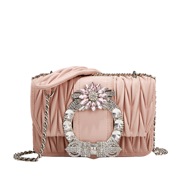 Petits sacs croisés véritable avec perles en forme de cercle pour femmes