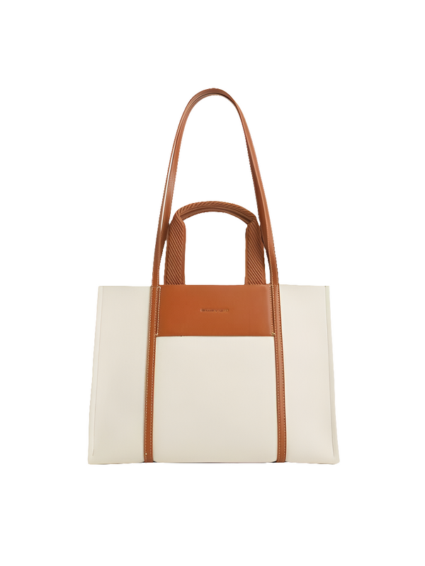 Sac cabas large avec double poignée Shalia - Cognac