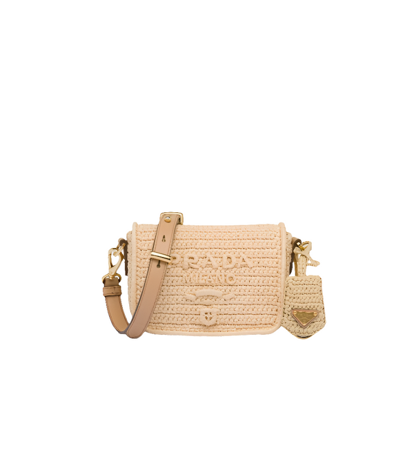 Pr@da sac porté épaule en raphia