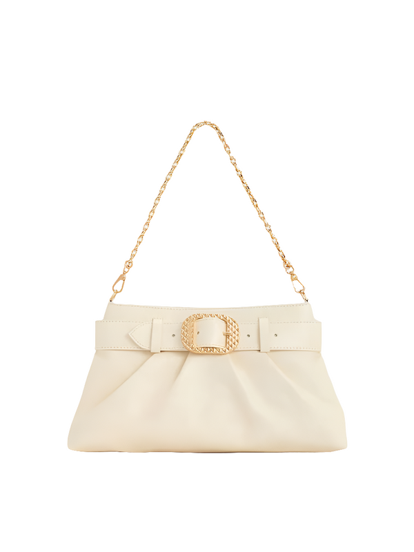 Sac porté épaule froncé ceinturé Avis - Crème