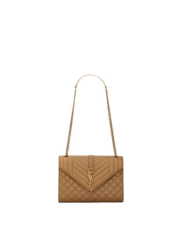 YSL ENVELOPE MEDIUM d’agneau MATELASSÉ DARK CORK