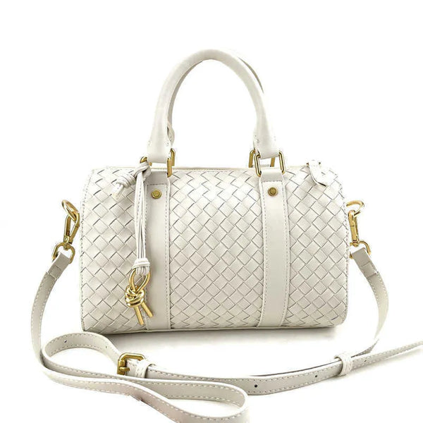 Sac à main Bôttëga Classic blanc à poignées supérieures entrelacées